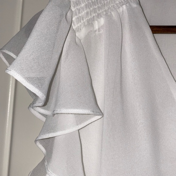 1.State Dakota Short Flutter Sleeve V-Neck Semi Sheer Women Blouse Size Large - Picture 4 of 6